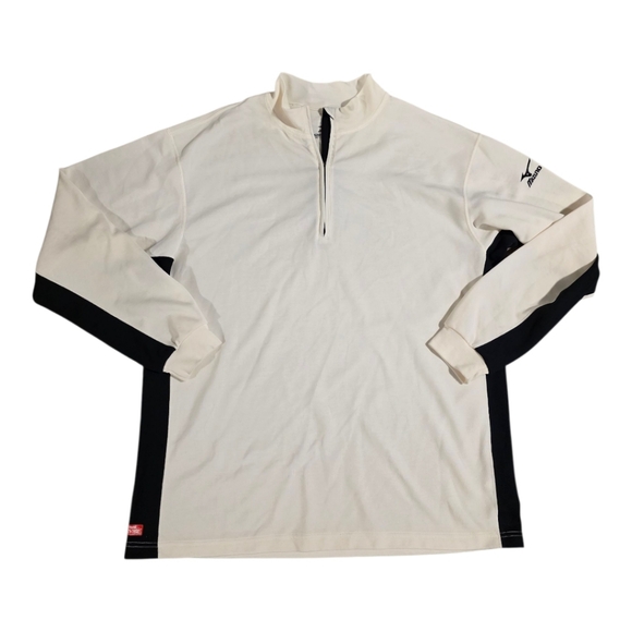 MIZUNO Pullover Ivory Black Breath Thermo 1/4 Zip Shirt - Size XL - Picture 1 of 9